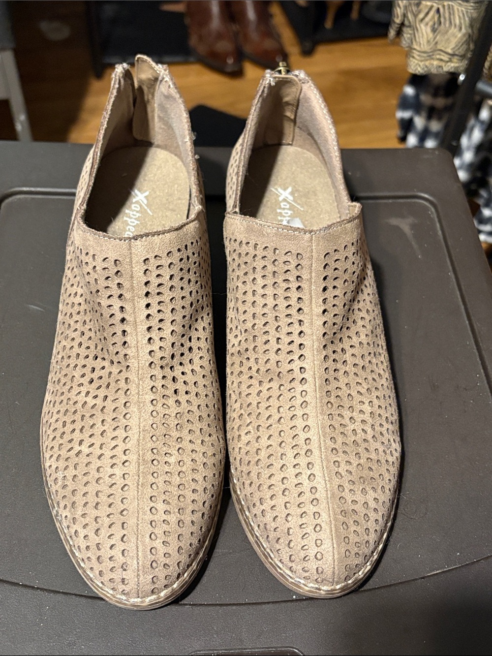 Xappeal Taupe Perforated booties #5